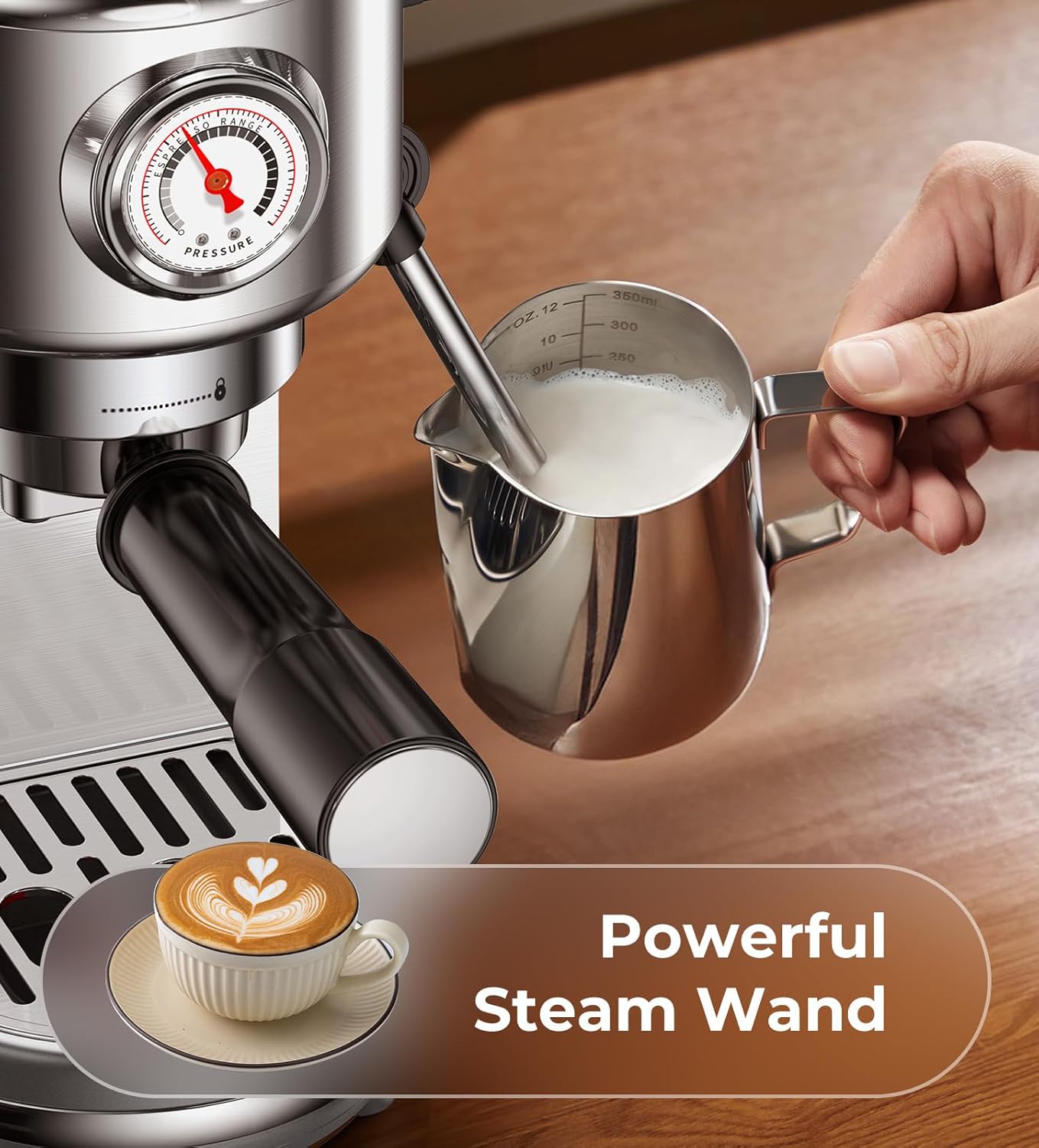 Espresso Machine with Milk Frother High Pressure Professional Espresso Maker Gift for Coffee Lover