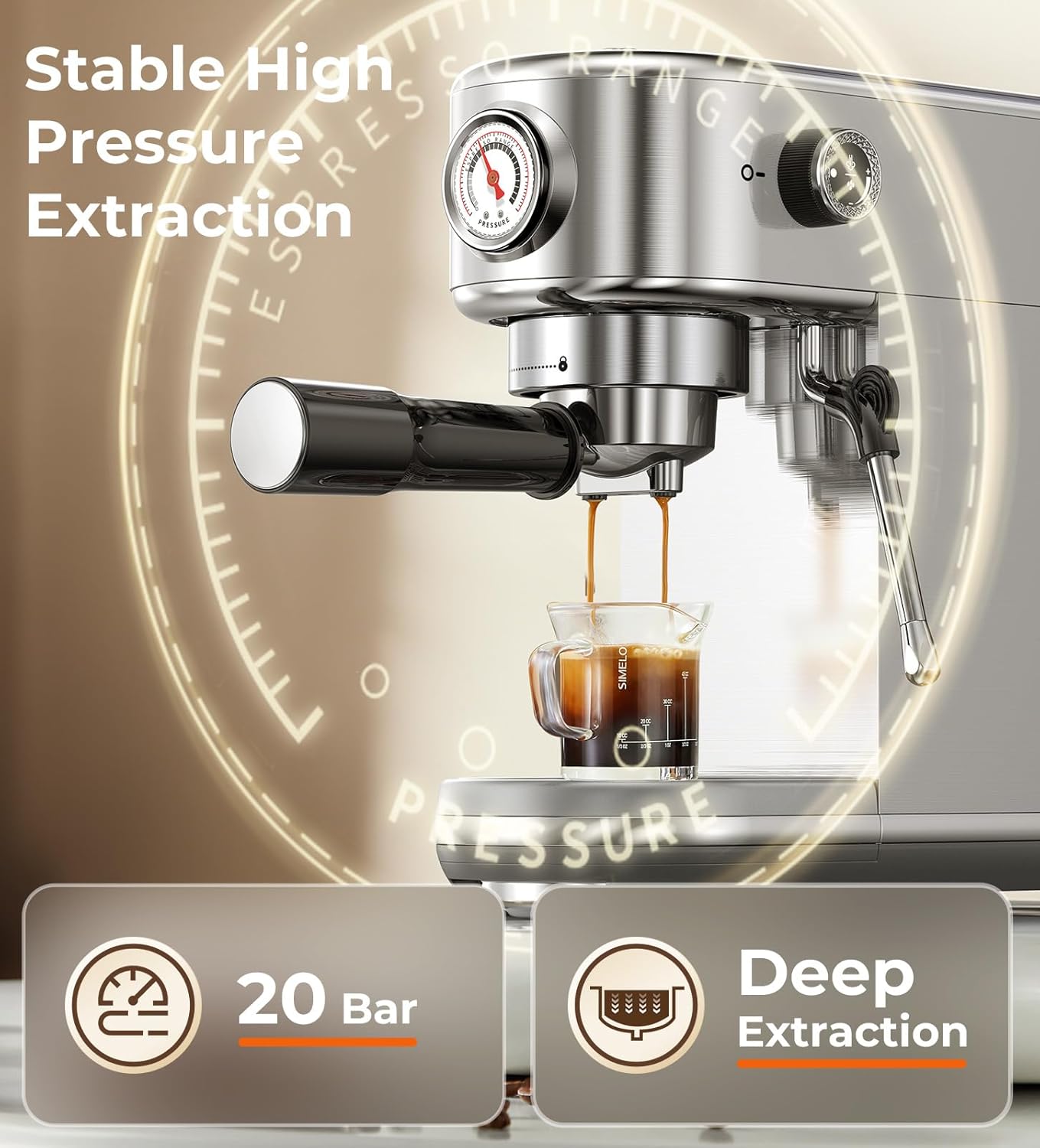 Espresso Machine with Milk Frother High Pressure Professional Espresso Maker Gift for Coffee Lover