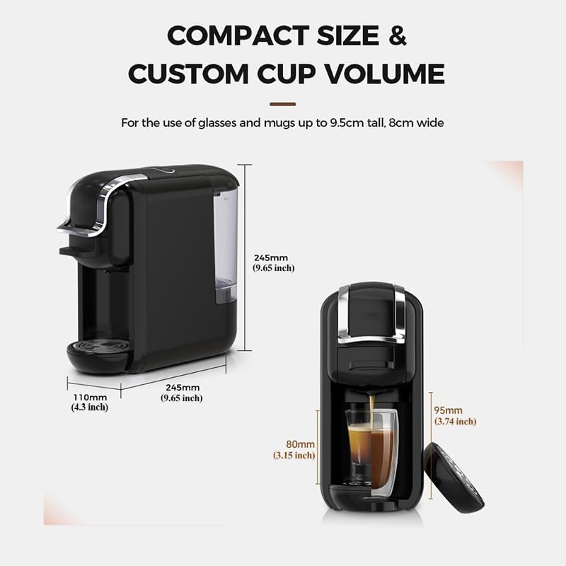 4 in 1 Pods Coffee Maker Compact Design Fast Brew Hot Cold Serve Espresso Machine