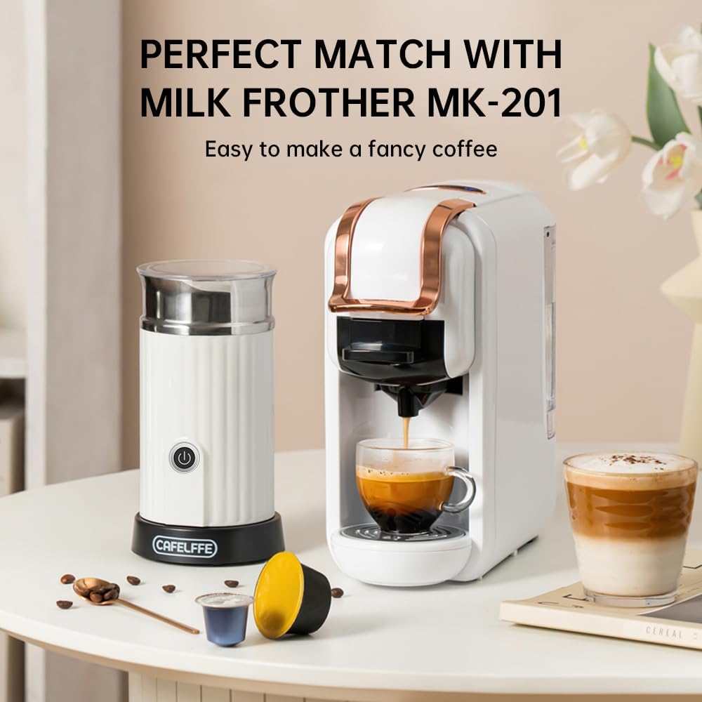 4 in 1 Pods Coffee Maker Compact Design Fast Brew Hot Cold Serve Espresso Machine