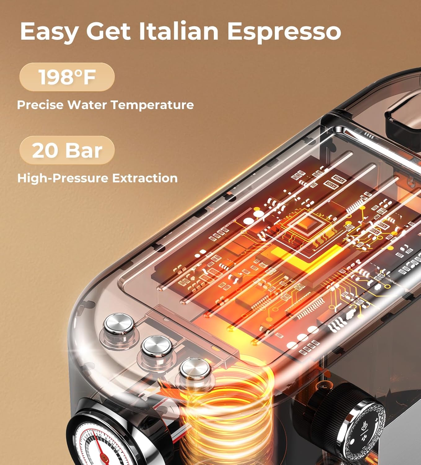Espresso Machine with Milk Frother High Pressure Professional Espresso Maker Gift for Coffee Lover