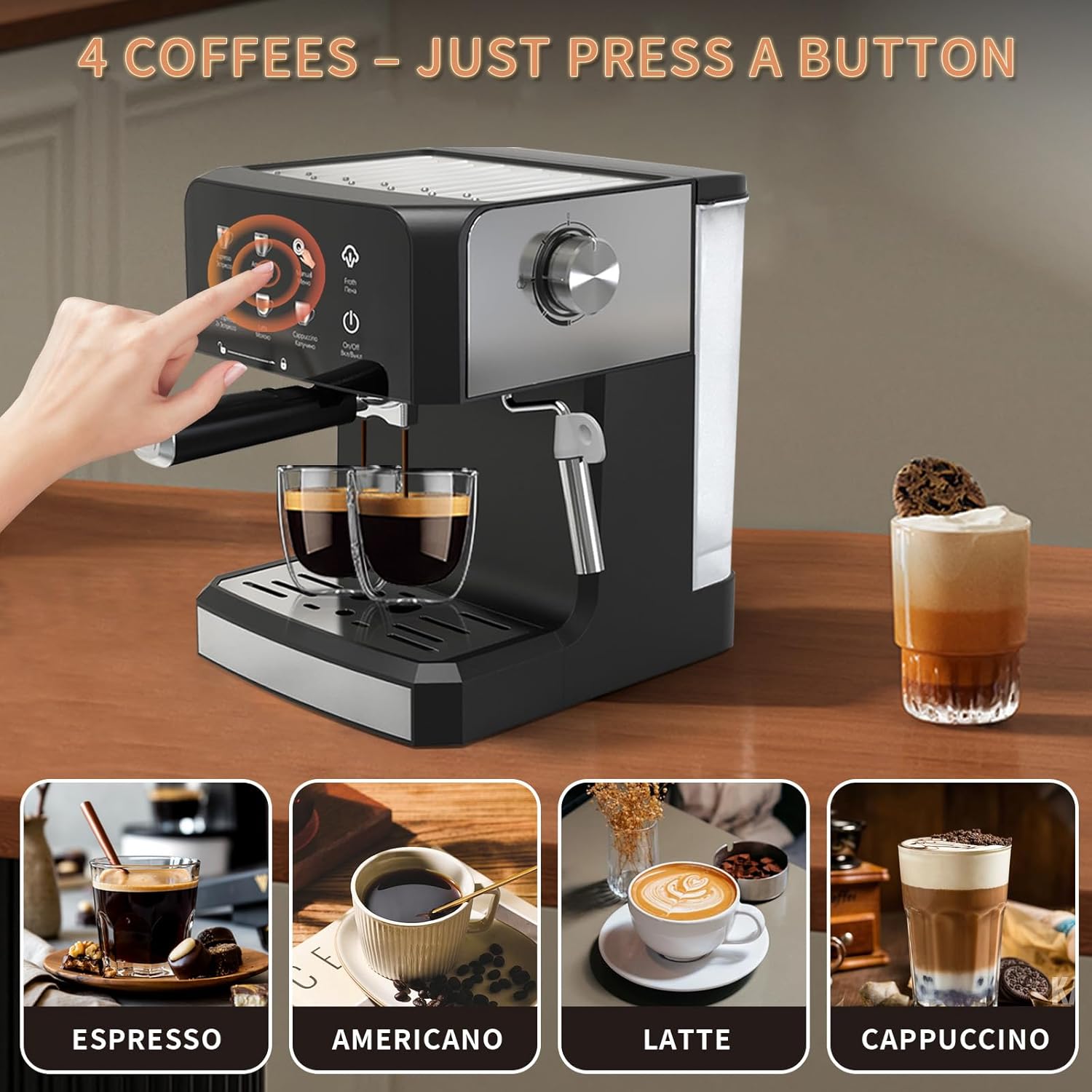 Espresso Machine with Expresso Coffee Machines with Water Tank Coffee Maker for Cold Brew Latte
