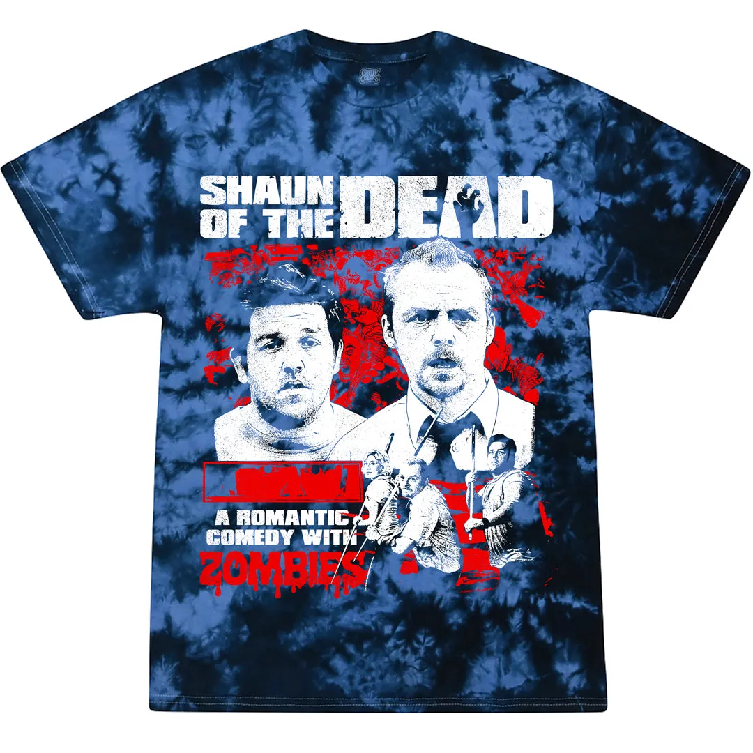 SHAUN OF THE DEAD: A ROMANTIC COMEDY - T-SHIRT (UNDEAD BLUE TIE DYE)