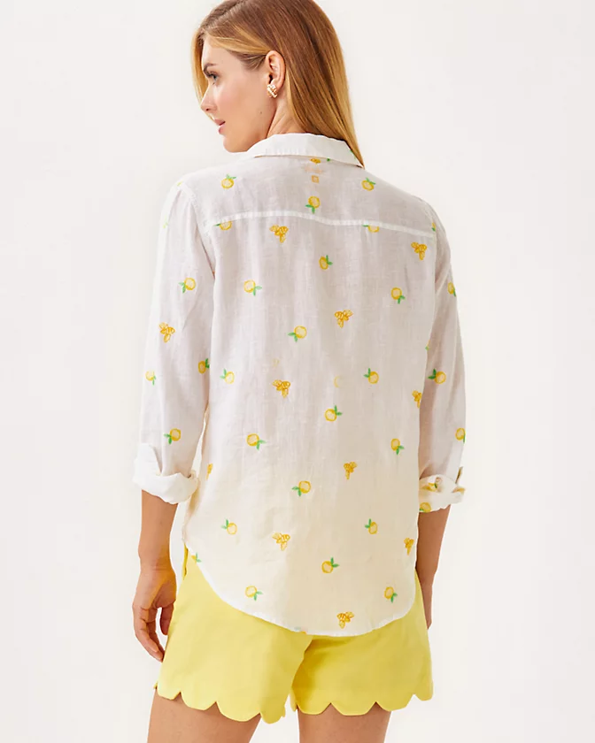 Sea View Linen Button Down Top
