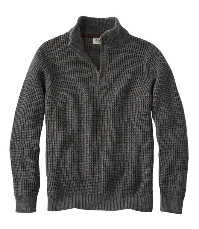 Men's Organic Cotton Waffle Sweater, Quarter Zip