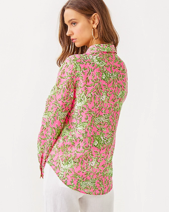 Sea View Linen Button Down Top