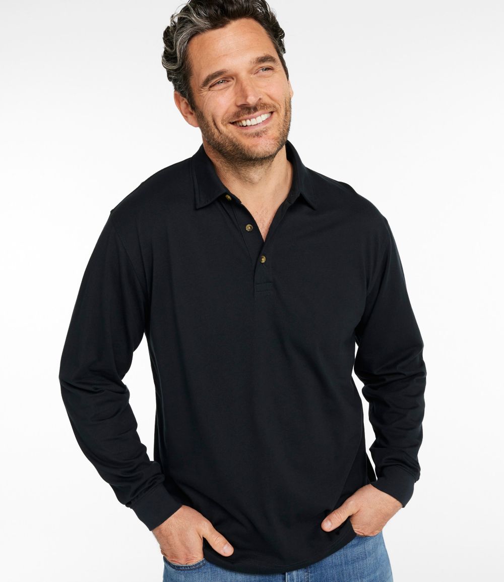 Men's Carefree Unshrinkable Polo, Long-Sleeve, Without Pocket