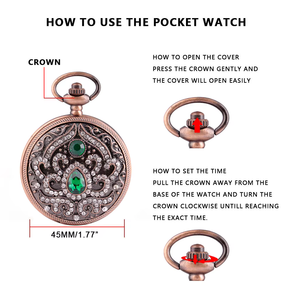 Fashion Exquisite Ladies Quartz Pocket Watch Personality Elegant Charm Retro Necklace Pendant with Chain Watch Gifts For Women