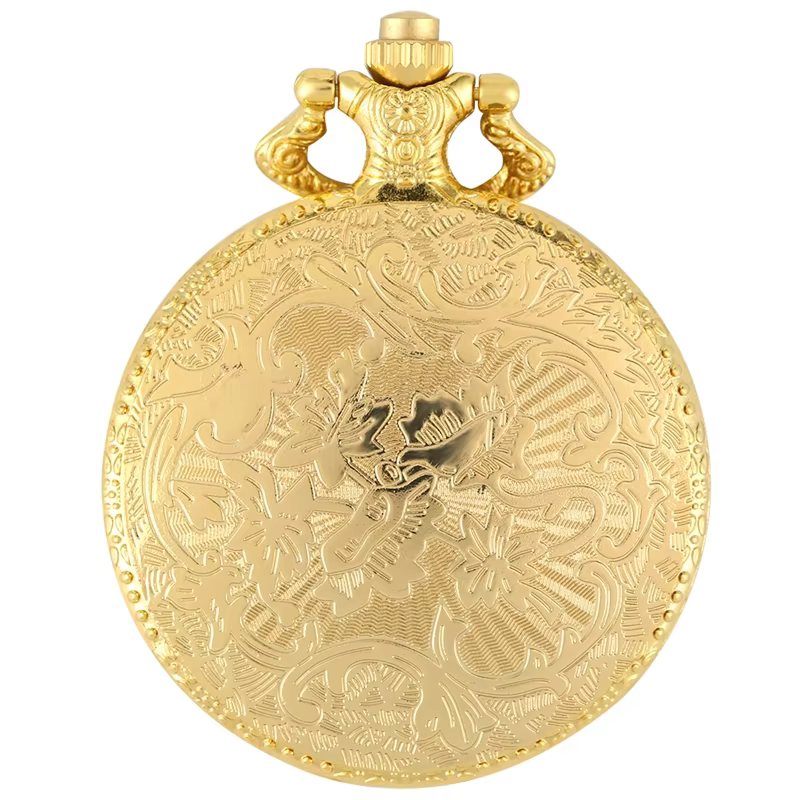 Royal Gold Shield Crown Pattern Quartz Pocket Watch Top Luxury Necklace Pendant Chain Steampunk Clock Collectibles Jewelry Gifts
