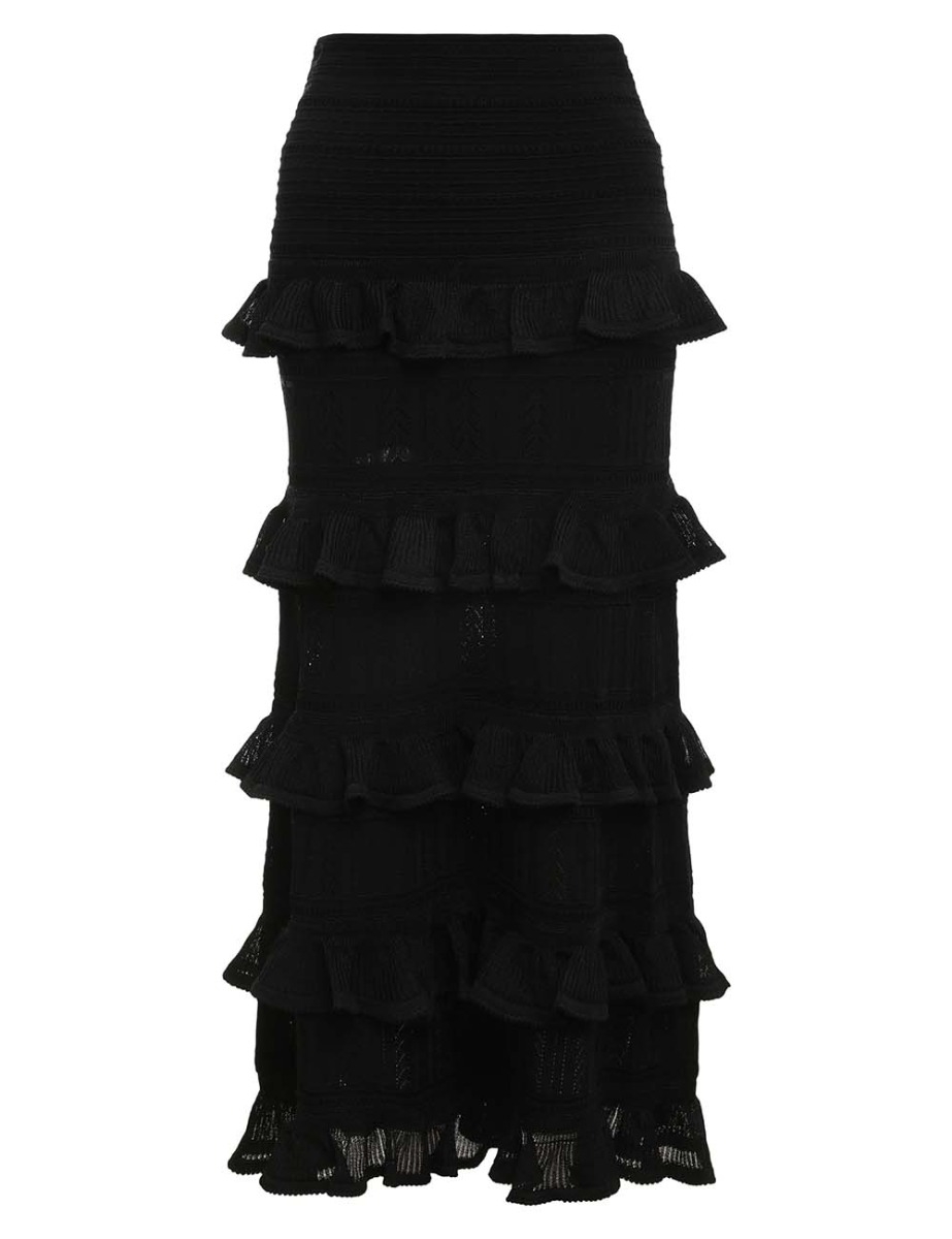 Luminosity Ruffle Midi Skirt - Black