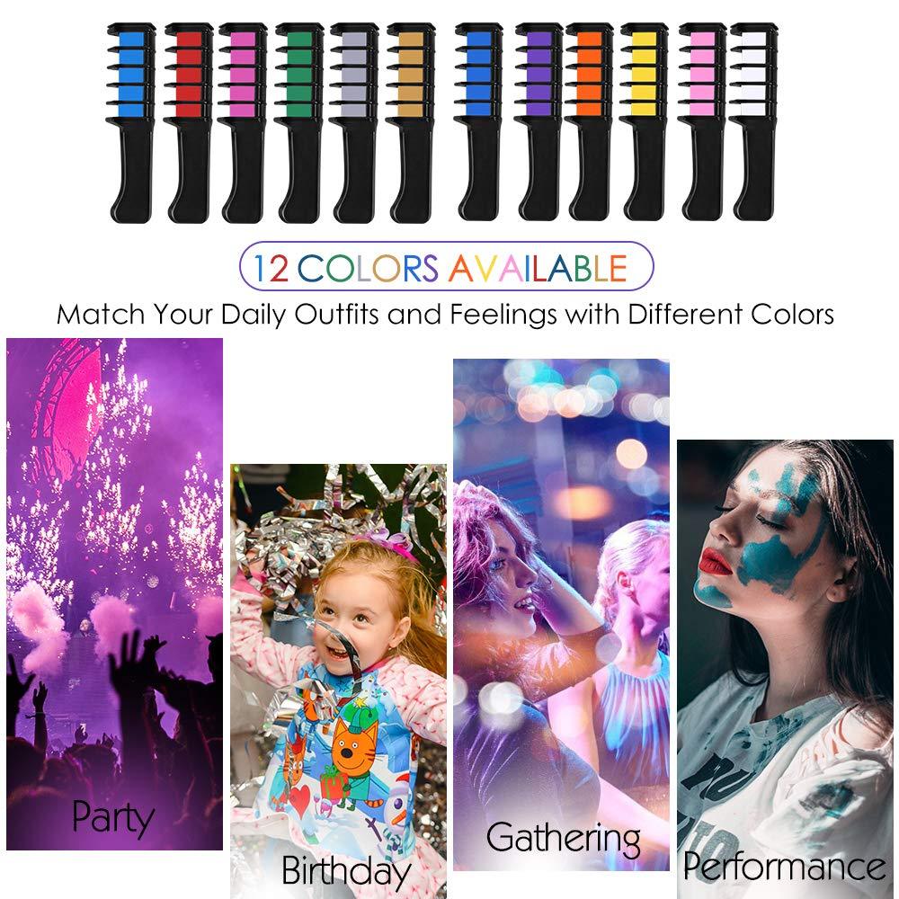 10 Colors Hair Chalk for Girls,Kids Temporary Bright Hair color,,Halloween Christmas Cosplay Parties