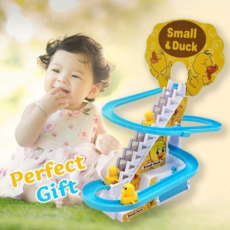 (Special offer for Christmas!) Rail Car Toy Electric Duck Climbing Stairs Toy Doll Educational Children Toys