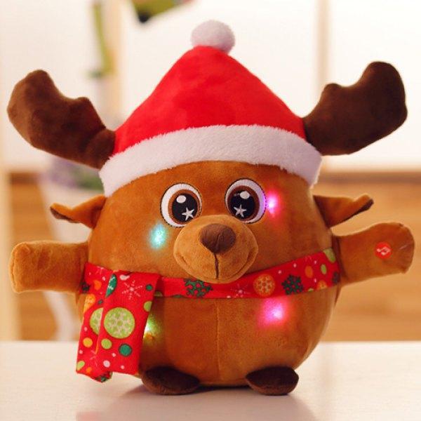 Shine Singing Music Santa Claus Doll Plush Toy Elk Figurine Christmas Event Gift ÿ Brown Santa Elk
