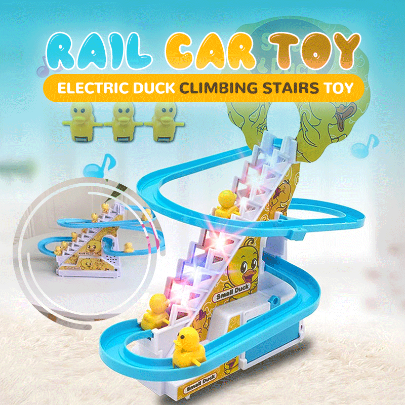 (Special offer for Christmas!) Rail Car Toy Electric Duck Climbing Stairs Toy Doll Educational Children Toys