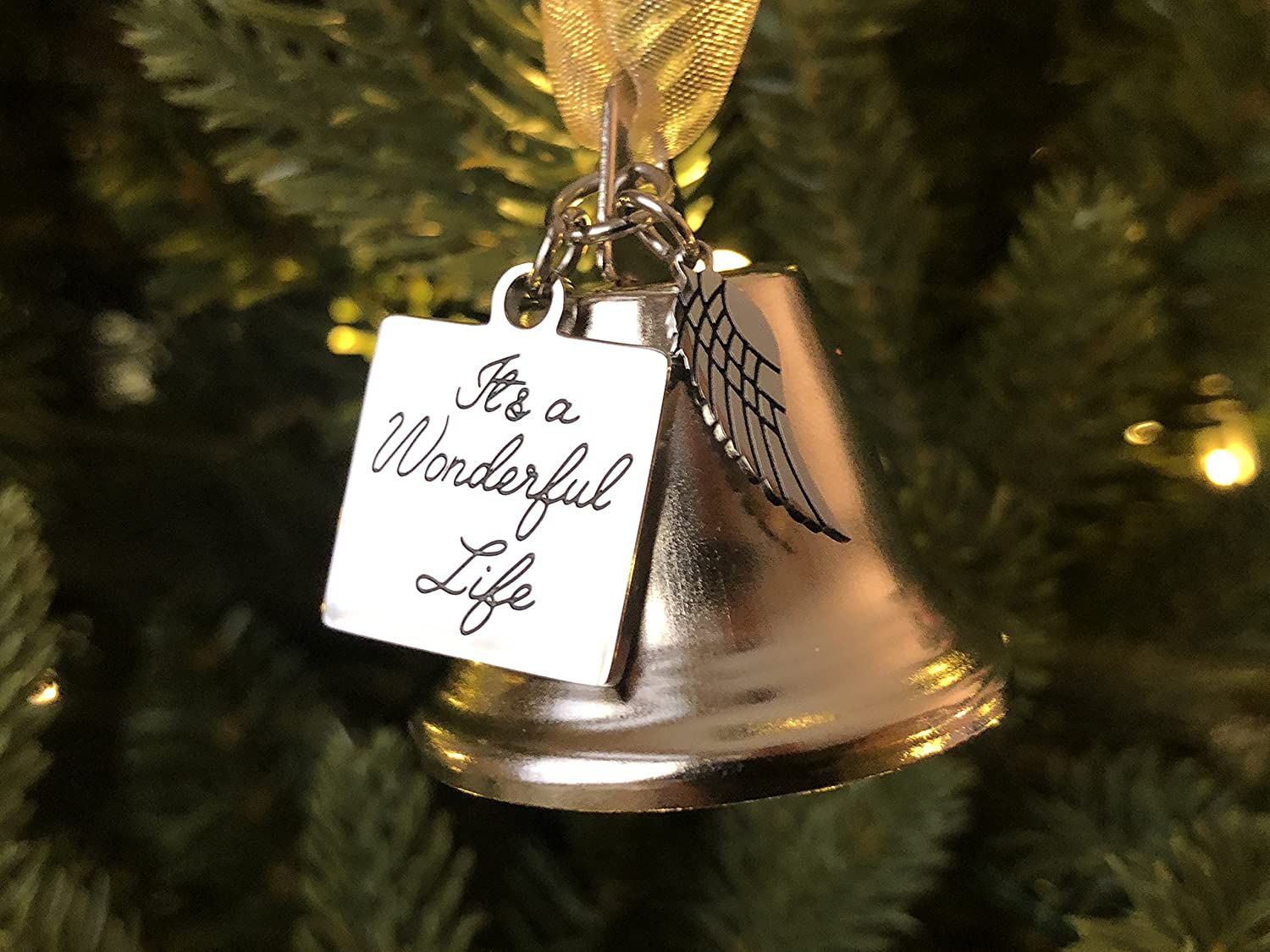 Christmas Ornament Angel Wings Bell - It's A Wonderful Life Memorial Ornament