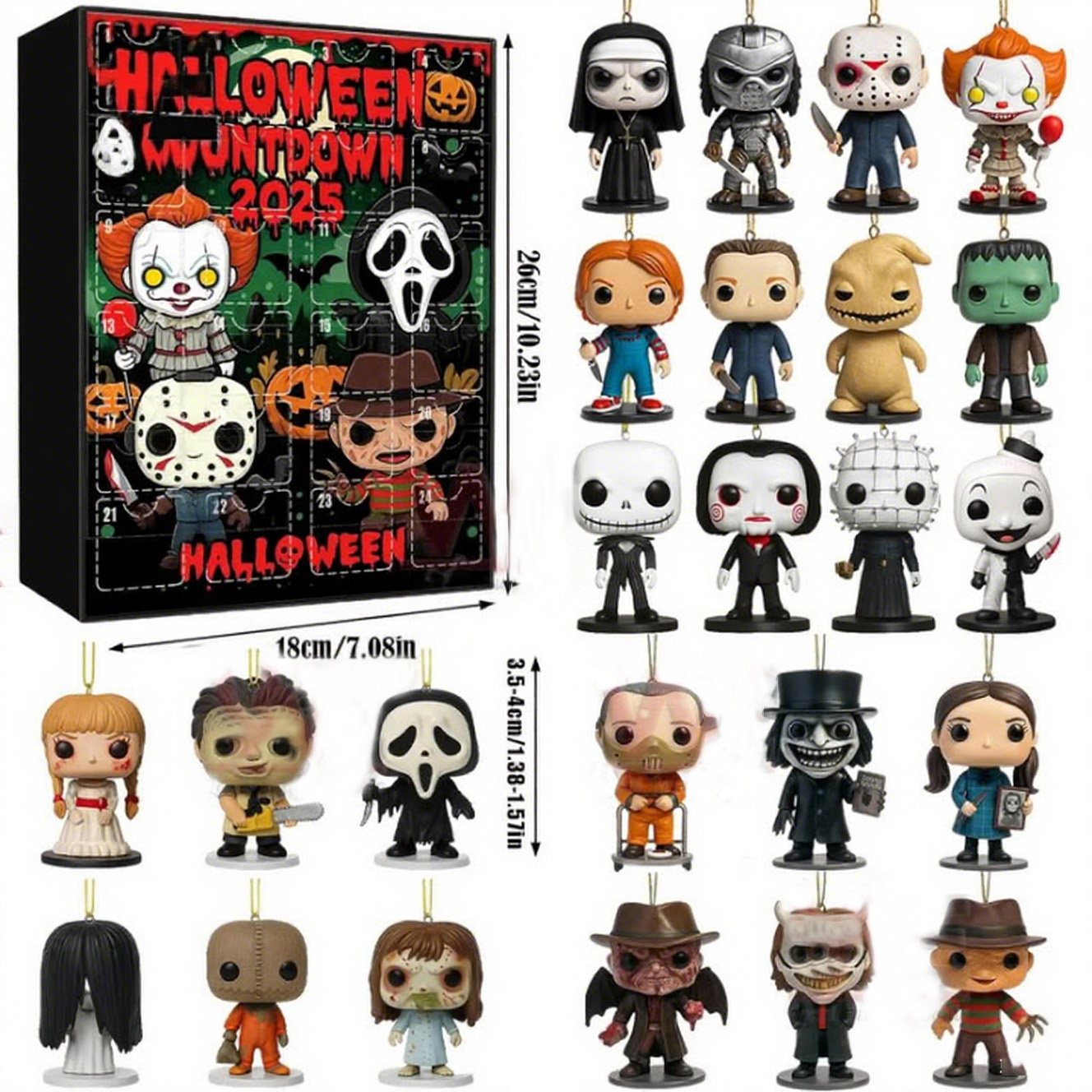 🎁✨ 2025 Limited Edition Horror Movie Figure Advent Calendar - Perfect Holiday Gift! Assemble Ghostface, Jason & Freddy 🎄👻