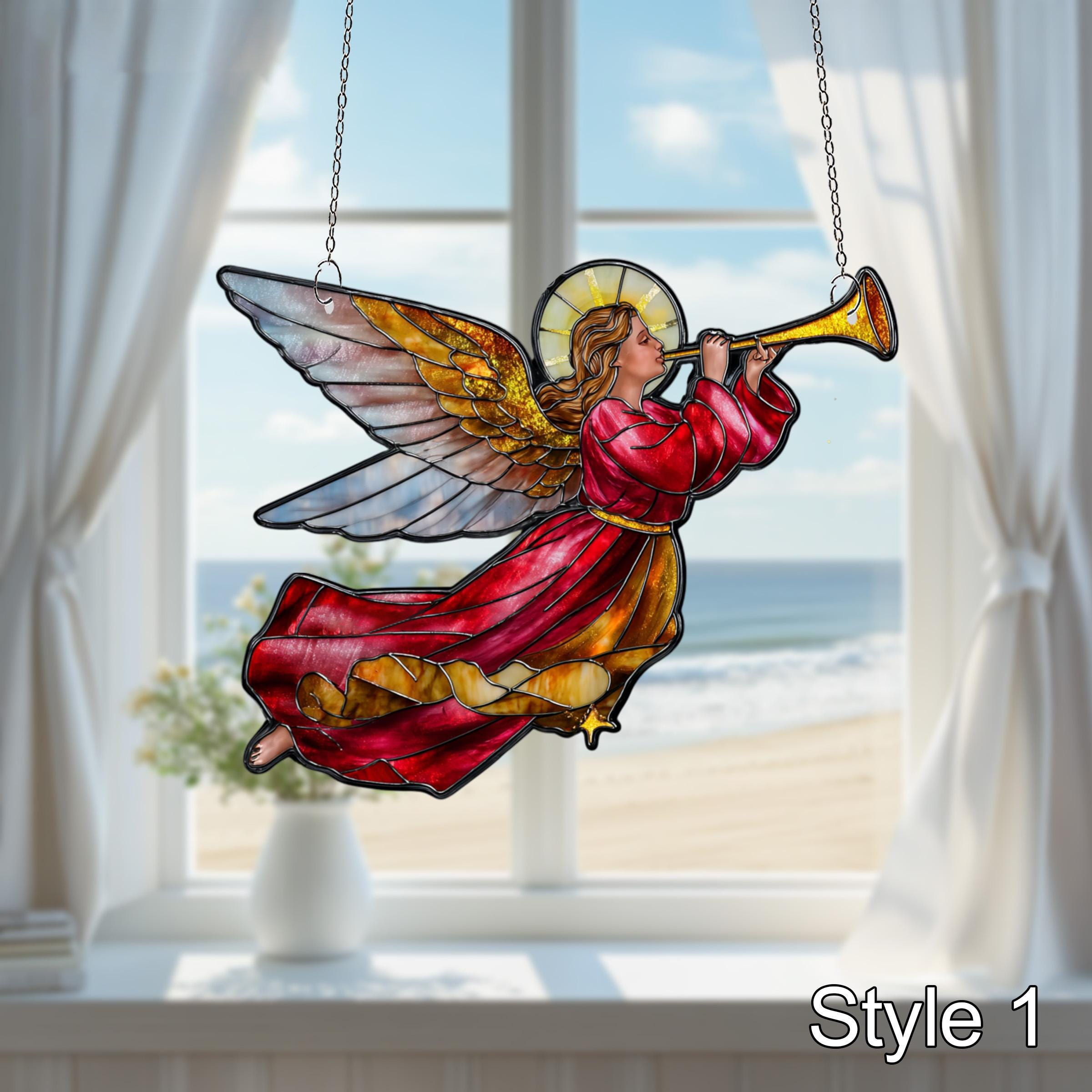 🎁 Angel With Trumpet Window Hanging - Perfect Gift for Holidays & Special Occasions ✨
