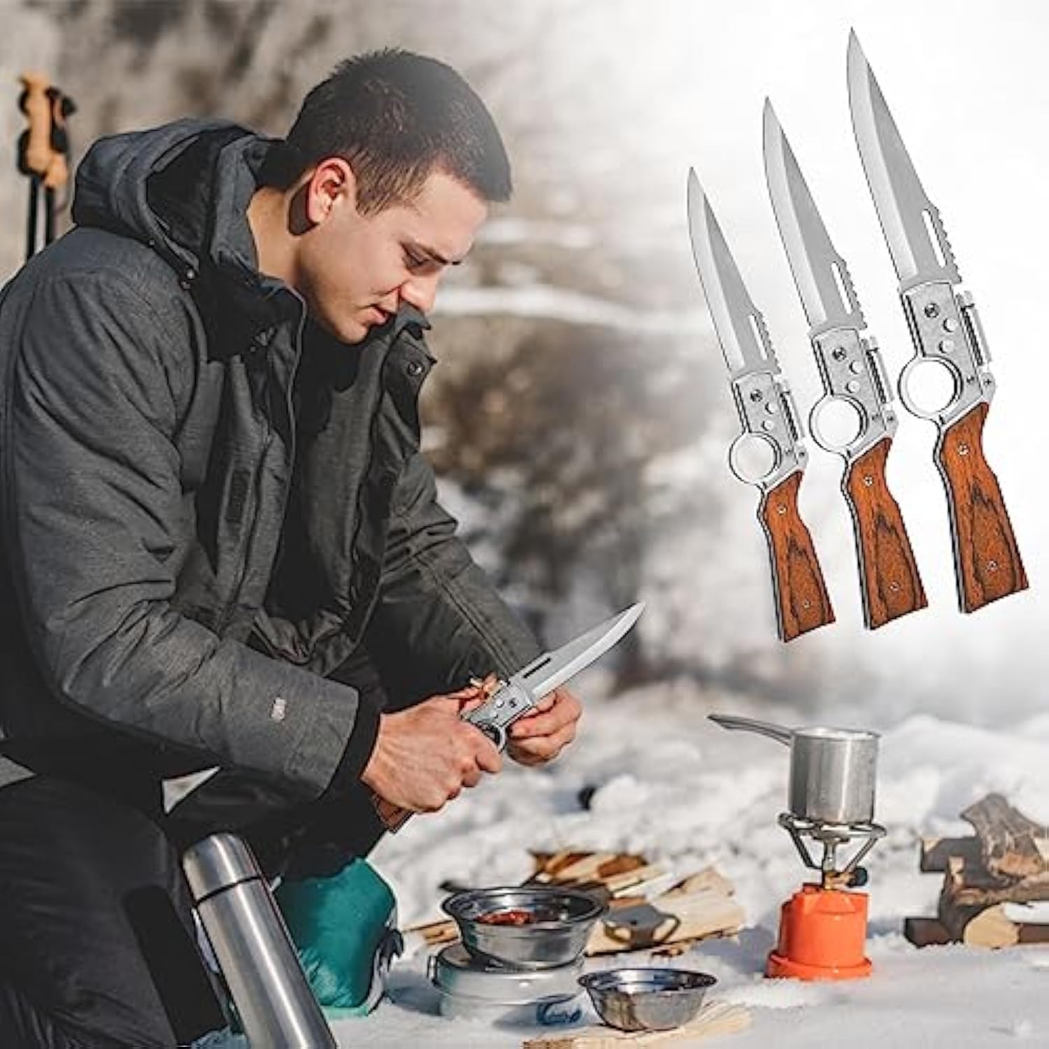 🎁 Perfect Gift! Tactical Knife with Safety Lock & LED Light ⭐ – Ideal for Holidays & Special Occasions