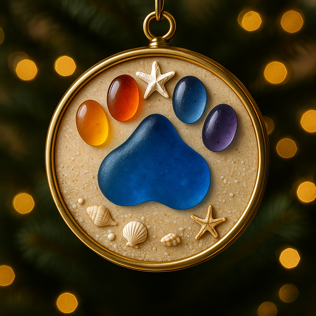 🎁✨ Rainbow Paw Sea Glass Ornament – Perfect Holiday & Special Occasion Gift!