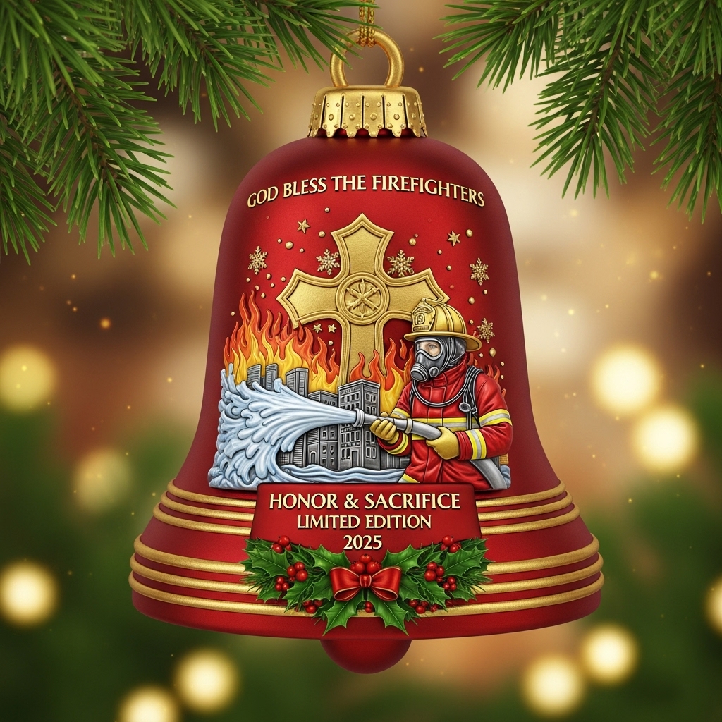 🎄🔥Firefighter Christmas Bell Ornament – Perfect Holiday Gift for First Responders & Heroes!🎁