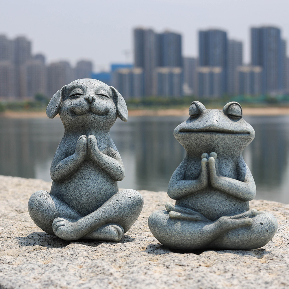 🐸🐶Tranquil Yoga Frog & Dog Statue
