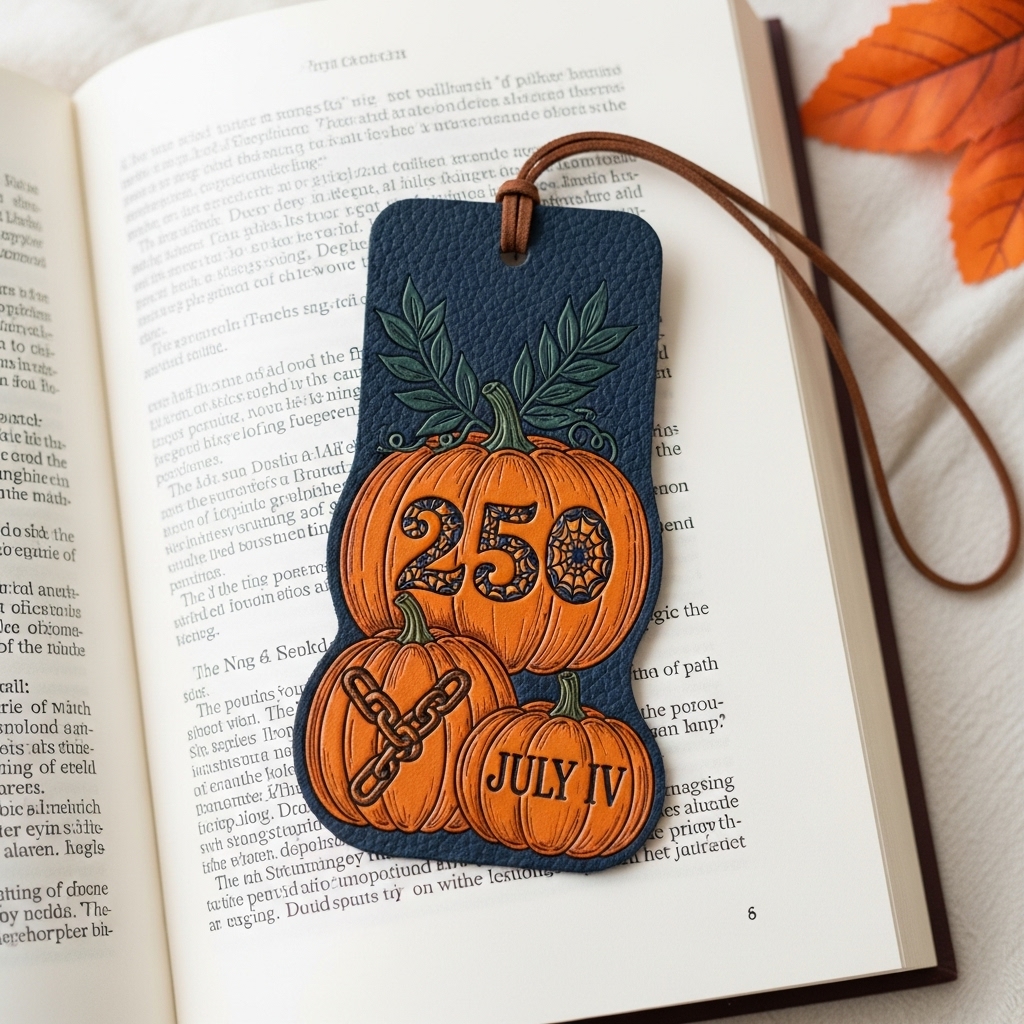 📖🎁 Spooky Patriots Leather Bookmark - Perfect Gift for Holidays & Special Occasions!