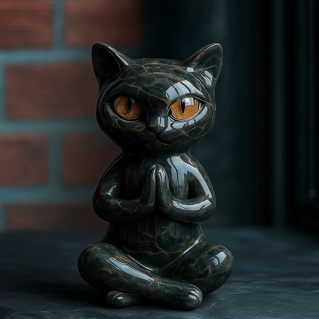 Meditating Black Cat Statue 🐱🕯️ – Perfect Gift for Holidays & Special Occasions