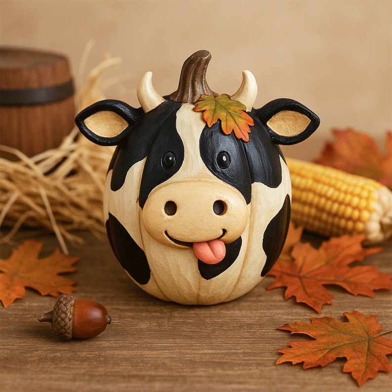 🐮🎁 Adorable Farm Animal Pumpkin Figurines - Perfect Holiday & Special Occasion Gift!