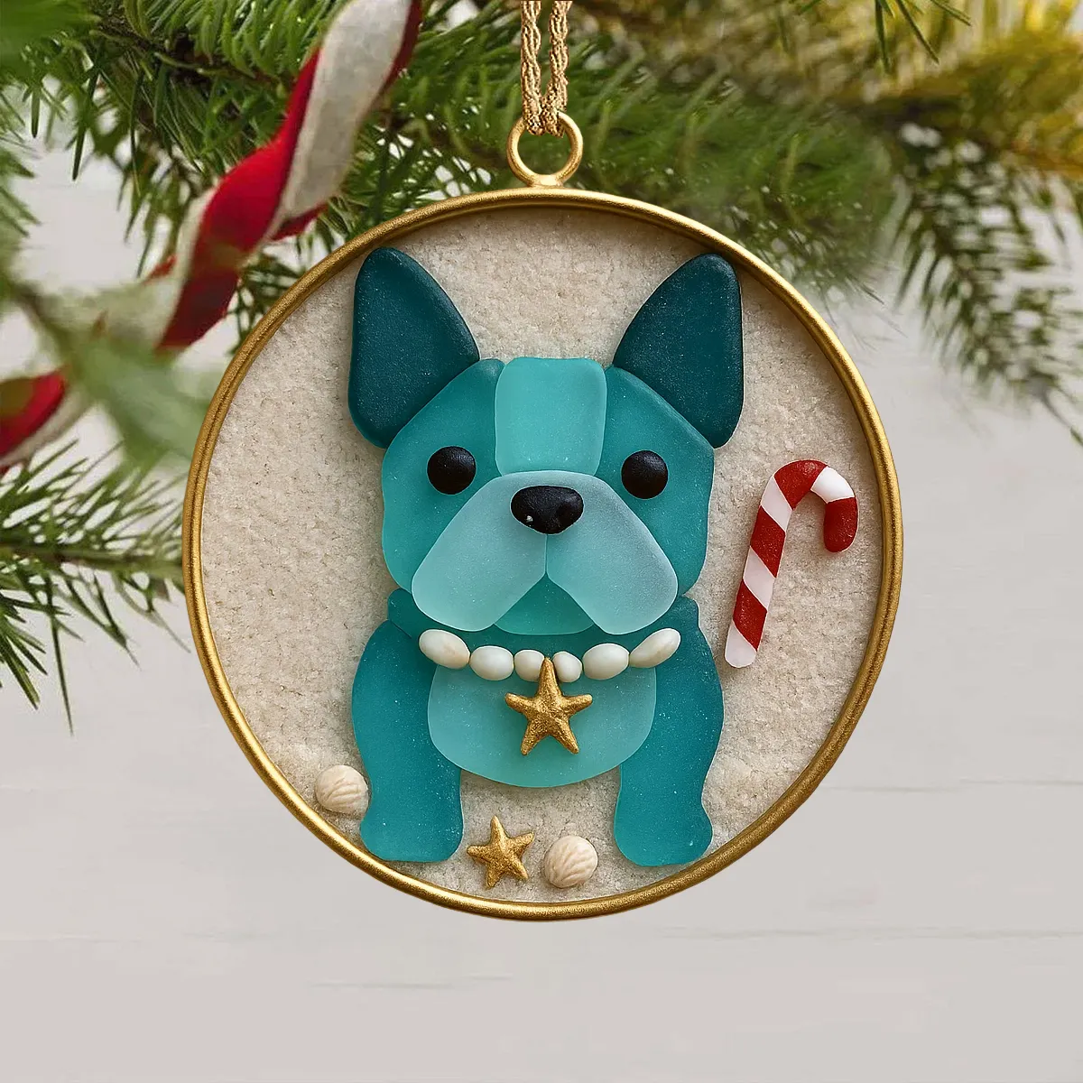 ✨ Handmade Dog Christmas Ornament – Sea Glass Pet Memorial Gift for Holidays & Special Occasions 🐾