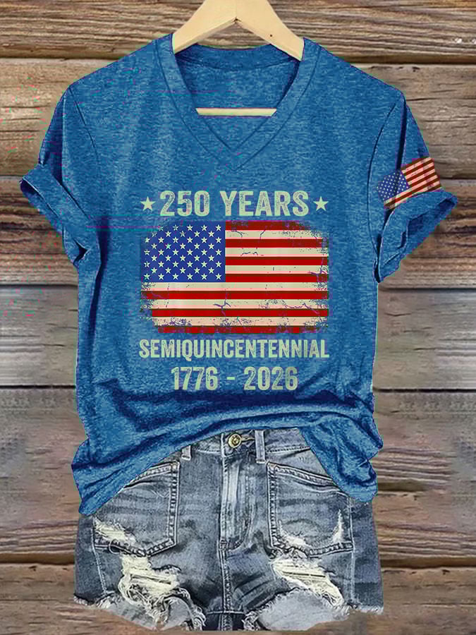 🎁 Vintage 1776-2026 Semiquincentennial V-Neck Tee – Perfect Holiday & Special Occasion Gift 👕