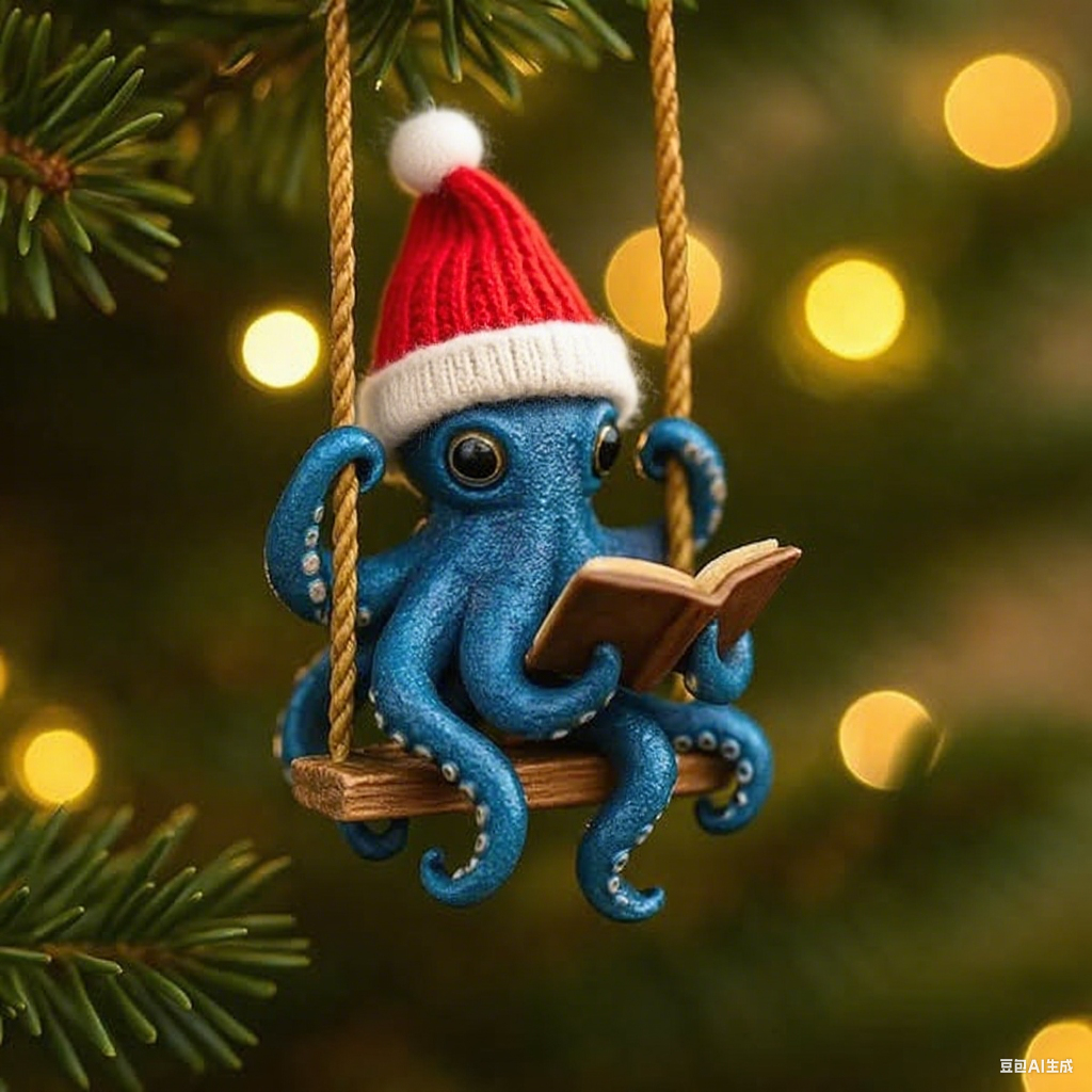 Octopus Reading Ornament 🎁📚 – Perfect Holiday & Special Occasion Gift