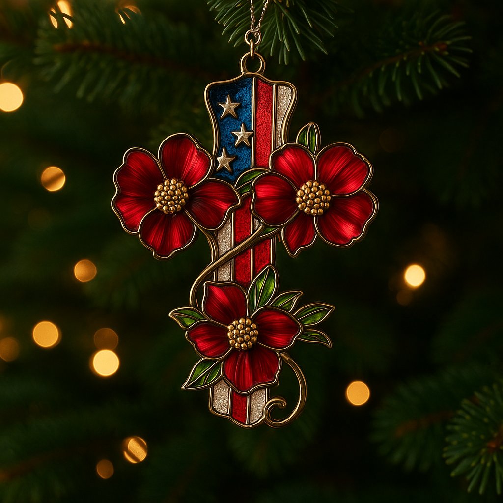 🎄✨Patriotic Cross Ornament – Perfect Holiday & Special Occasion Gift 🎁