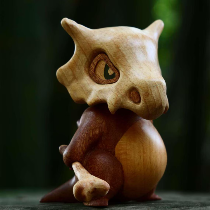 Handcrafted Wooden Cubone Figurine 🎄🎁 - Perfect Holiday & Special Occasion Gift