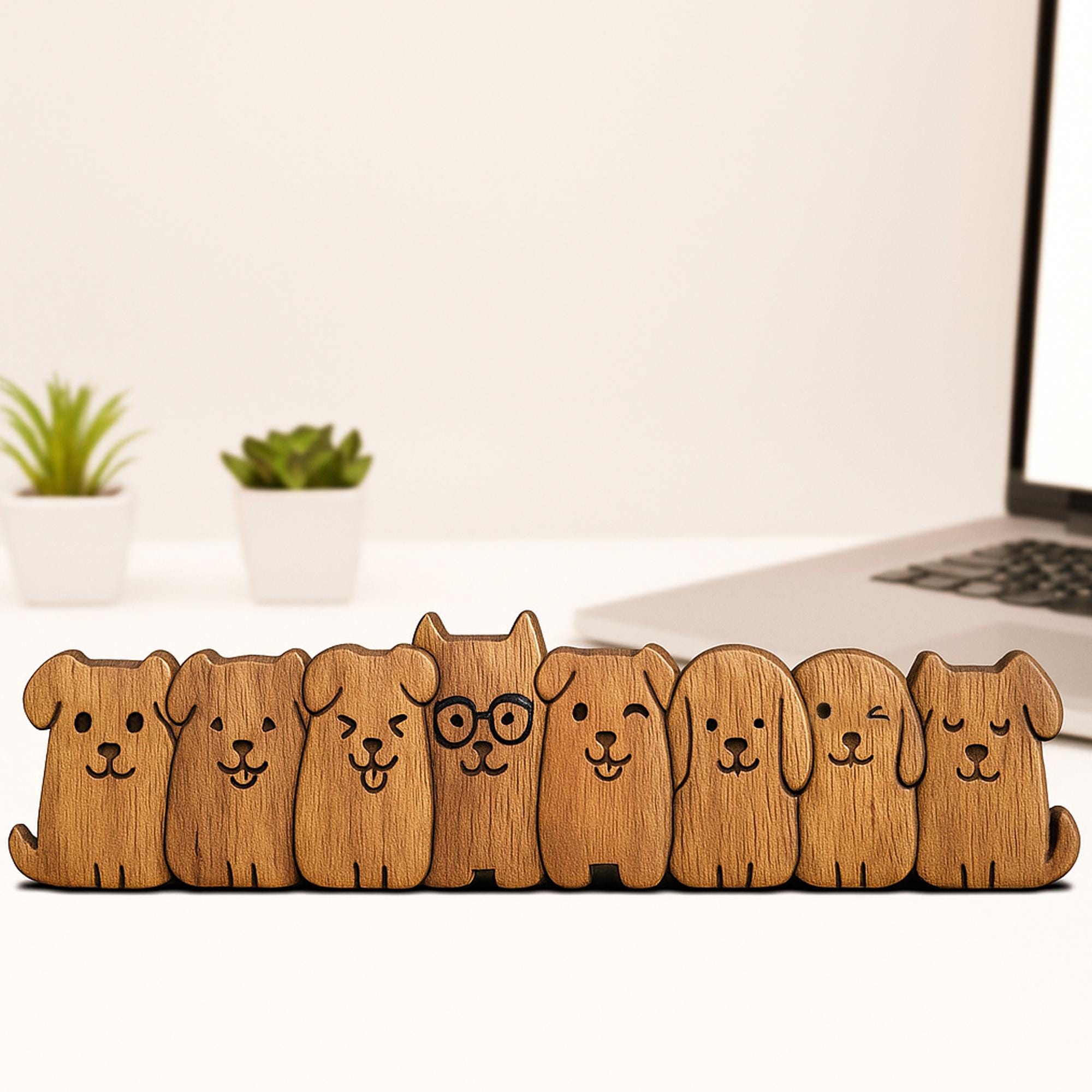 🐶😺 Hand-Carved Wooden Puppy & Kitten Figurine – Perfect Gift for Holidays & Special Occasions 🎁💝