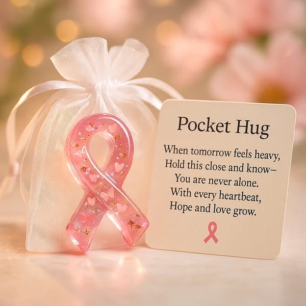 ❤️🎁 Breast Cancer Awareness Pocket Hug - Perfect Gift for Holidays & Special Occasions
