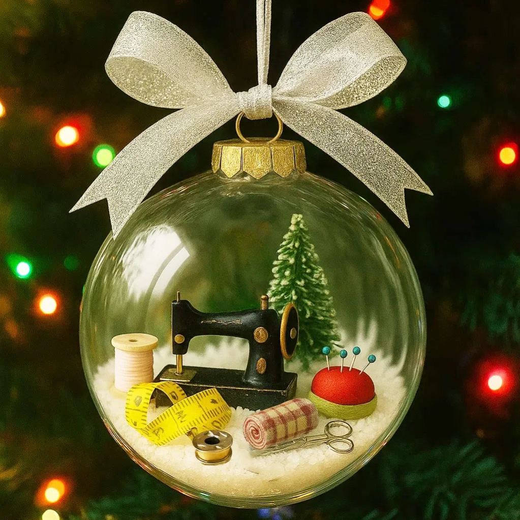 🎁✨ Perfect Gift! Holiday Sewing Snow Globe Ornament - Festive & Unique Present for Special Occasions