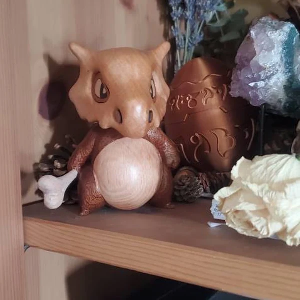 Handcrafted Wooden Cubone Figurine ๐๐ - Perfect Holiday & Special Occasion Gift