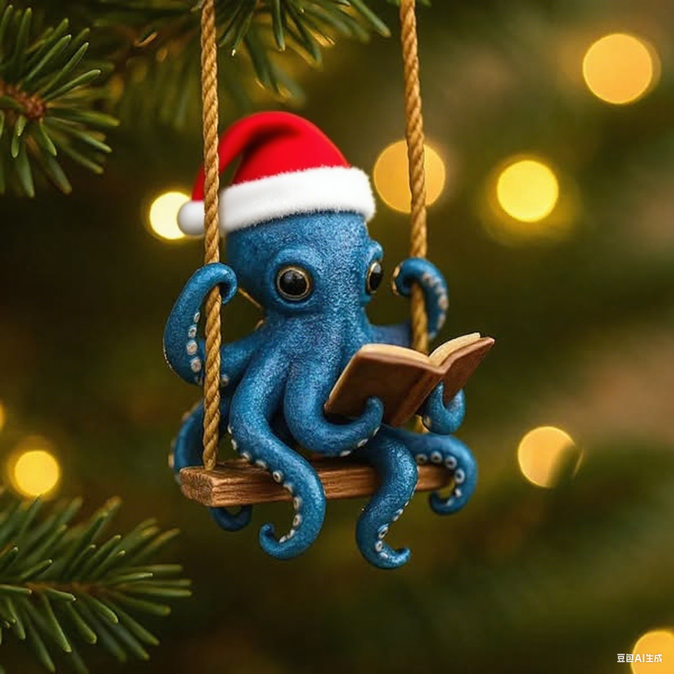 Octopus Reading Ornament 🎁📚 – Perfect Holiday & Special Occasion Gift