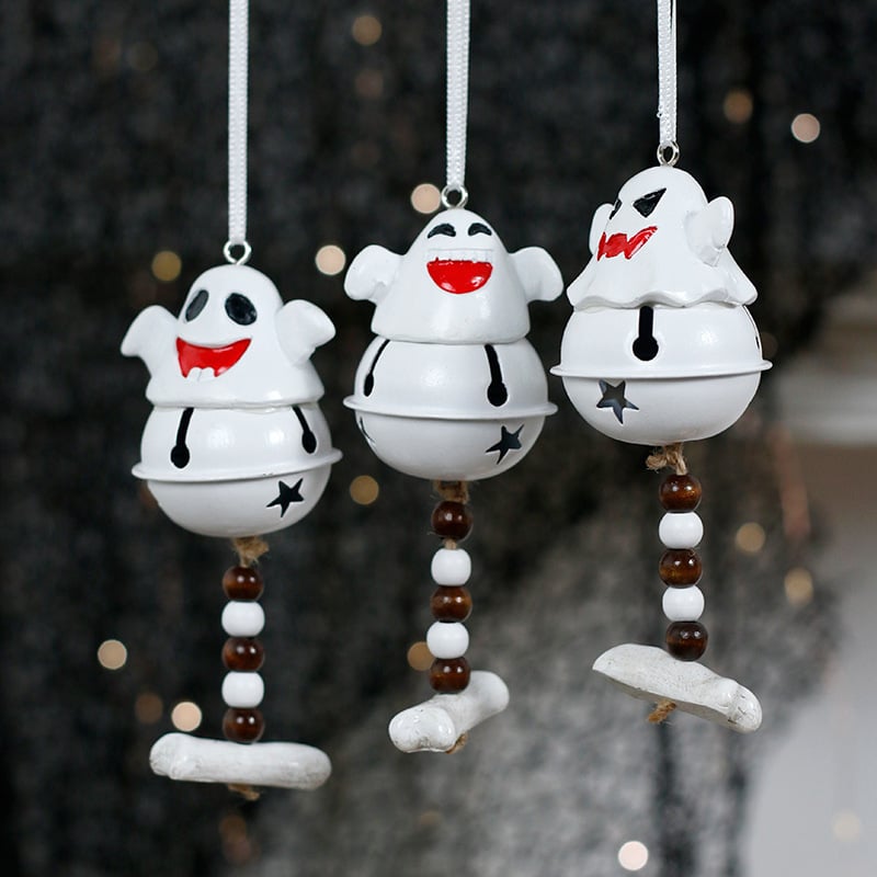 👻🎁 Adorable Ghost Bell Resin Hanging Ornaments - Perfect Holiday & Gift Decor