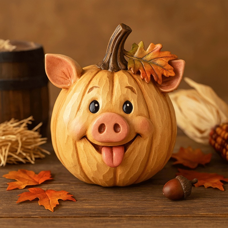 🐮🎁 Adorable Farm Animal Pumpkin Figurines - Perfect Holiday & Special Occasion Gift!
