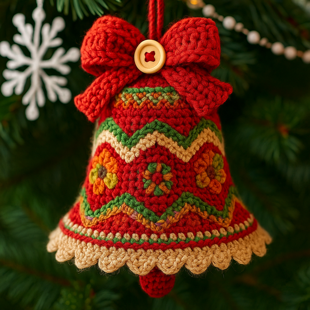 🎄 Handmade Crochet Christmas Bell Ornament – Perfect Holiday Gift! 🎁