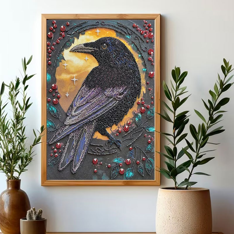 🎁✨ Raven DIY Bead Embroidery Kit – Perfect Gift for Holidays & Special Occasions