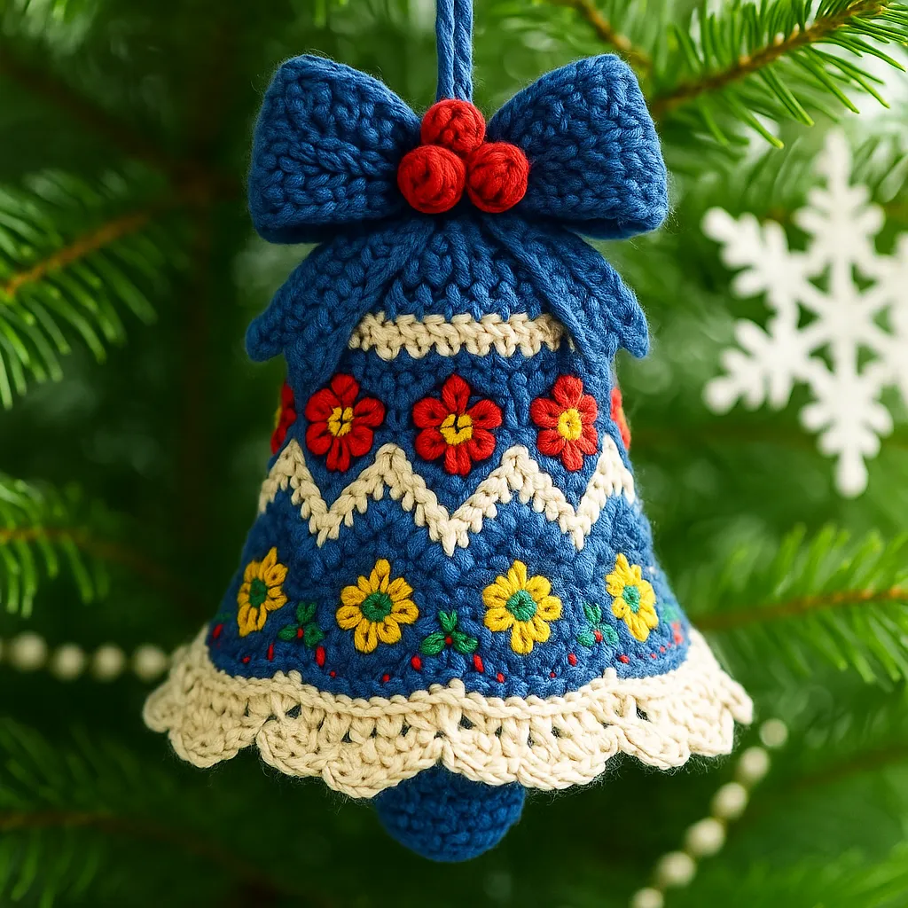 ๐ Handmade Crochet Christmas Bell Ornament - Perfect Holiday Gift ๐
