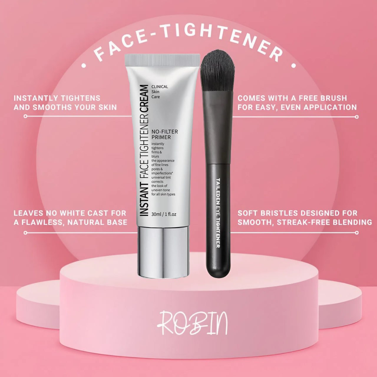 ✨Perfect Gift!✨ Instant Face Tightener & No-Filter Primer – FREE Brush Included! Ideal for Holidays & Special Occasions 🎁💝