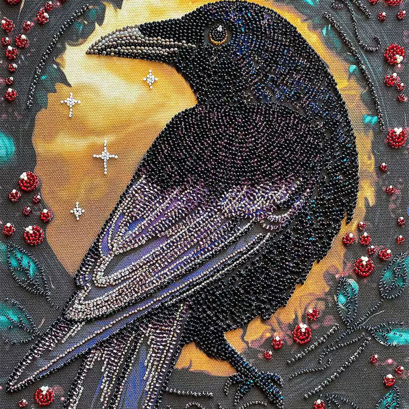 🎁✨ Raven DIY Bead Embroidery Kit – Perfect Gift for Holidays & Special Occasions