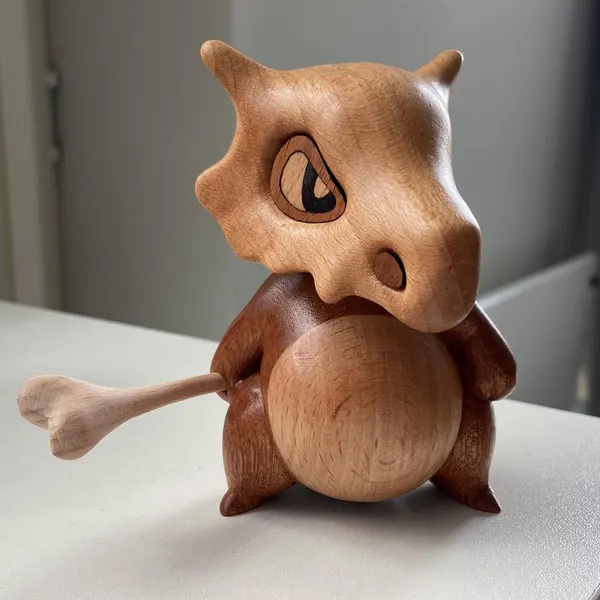 Handcrafted Wooden Cubone Figurine ๐๐ - Perfect Holiday & Special Occasion Gift