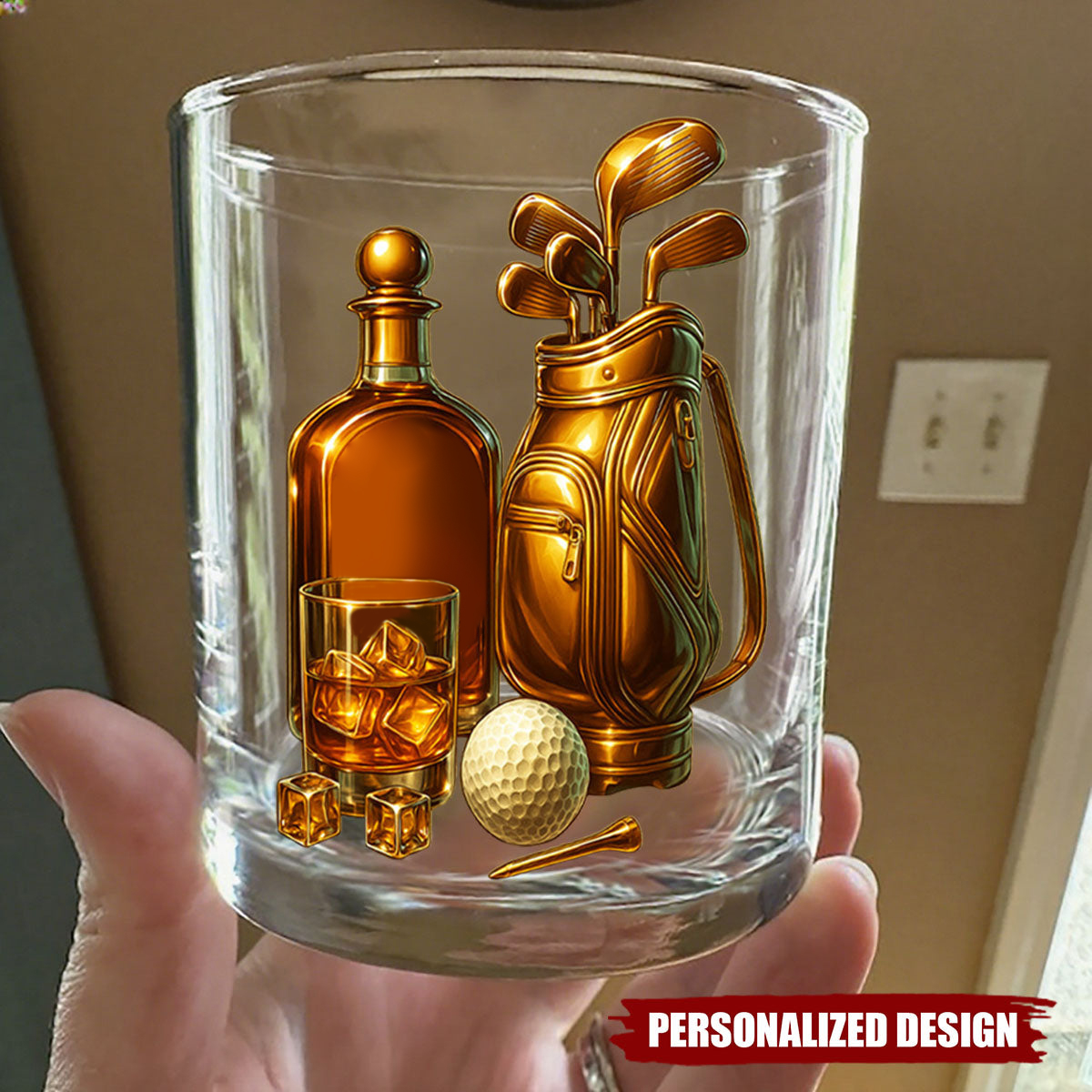 🎁⛳ Personalized Golf Whiskey Glass - Perfect Gift for Holidays & Special Occasions