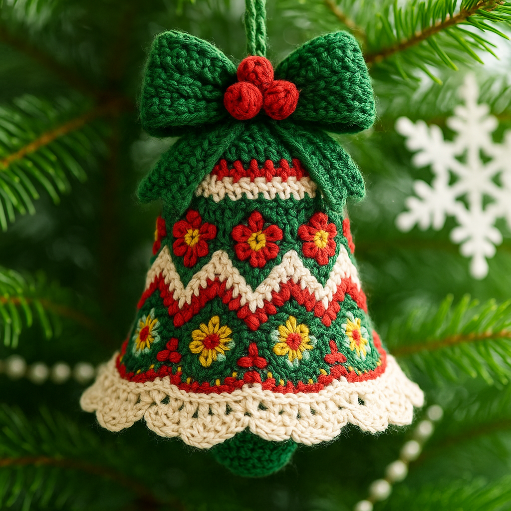 🎄 Handmade Crochet Christmas Bell Ornament – Perfect Holiday Gift! 🎁