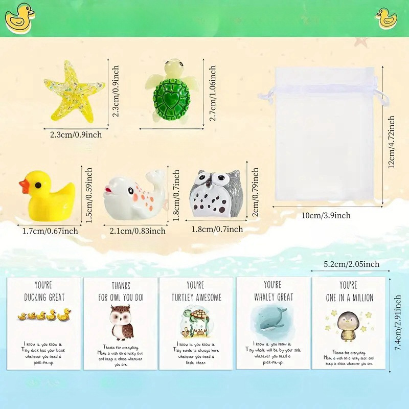 🎁✨ Employee Appreciation Gift Set - Funny Resin Animals & Thank You Cards, Perfect for Holidays & Special Occasions!