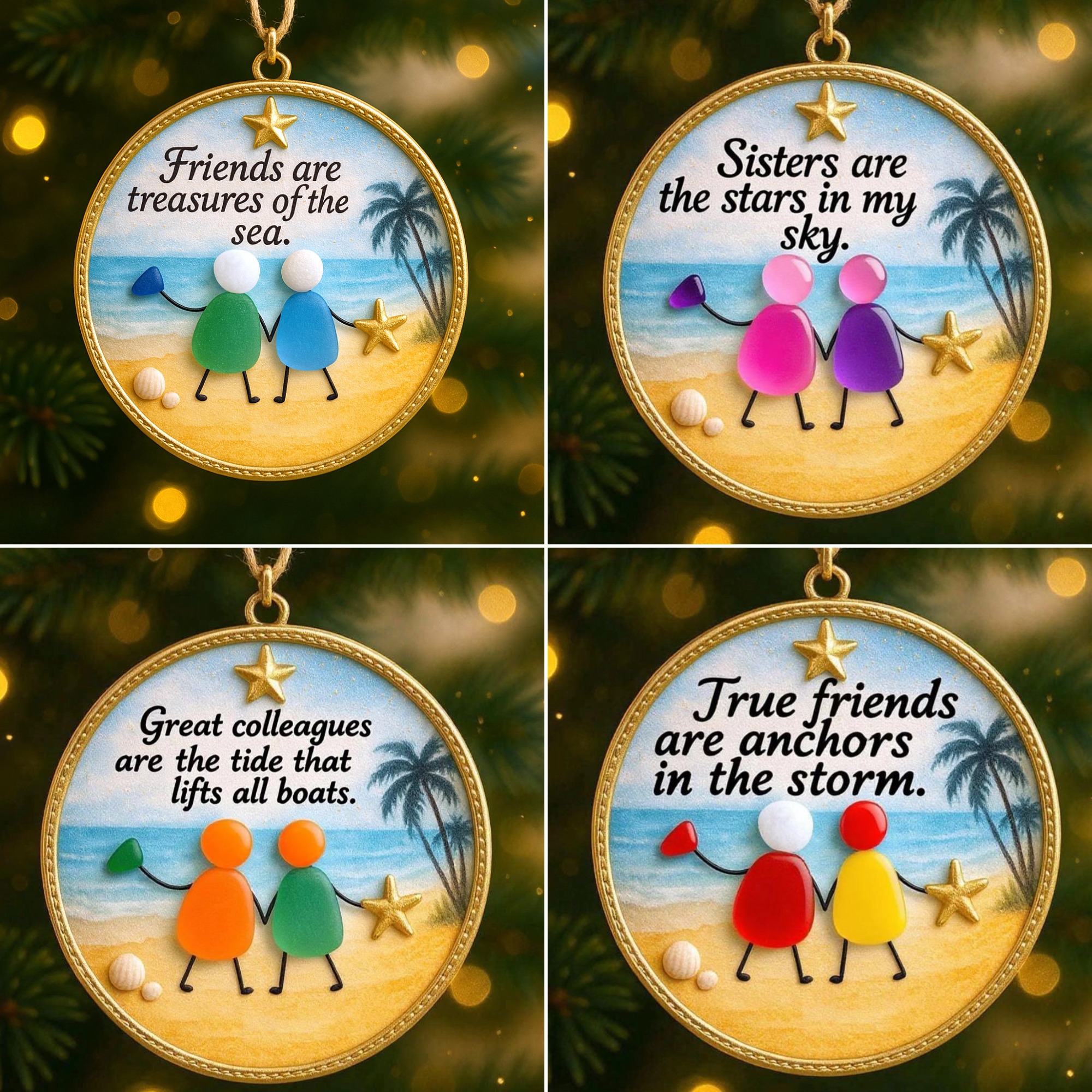 ✨Sea Glass Friendship Ornament - Perfect Gift for Holidays & Special Occasions🎁